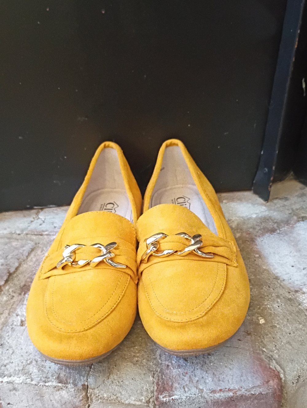 Cliffs by WHITE MOUNTAIN Mustard Yellow Suede Chain Loafers